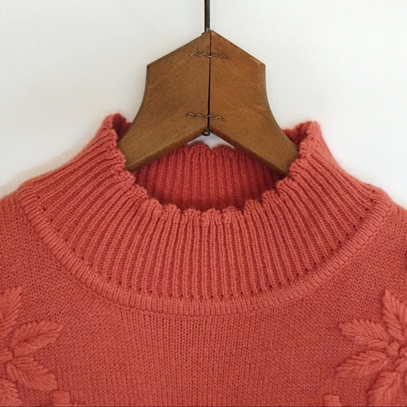 Vintage 90's Grandma Embroidered Cottagecore Turtle Neck Sweater Size M - Picture 4 of 10